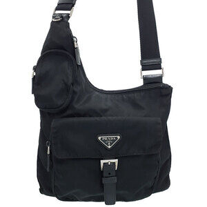 Prada Tessuto Crossbody messenger bag saffiano Leather Nero Black